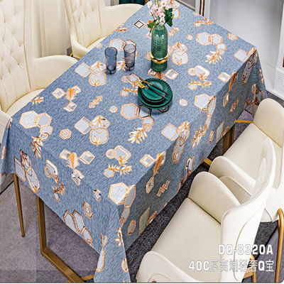 Silver Soft Touch Top Seller Customized Non Woven Printed Tablecloth Reusable PVC Wedding Tablecloth Roll