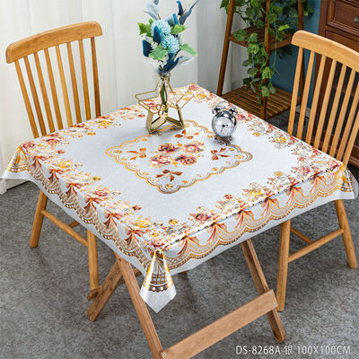 Customized Waterproof Oil Proof PVC Plastic Floral Table Cloth Cover for Year Wedding