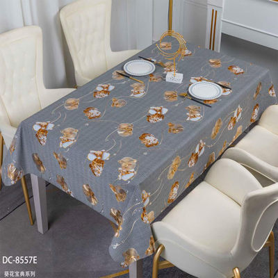 Classic Style Christmas Tablecloth Customizable PVC Material with Floral Pattern